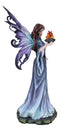 Large Goddess of Olympian Fire Elemental Fairy Queen In Blue Long Gown Statue