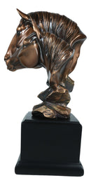 Rustic Western Wild Black Beauty Horse Couple Heads Figurine With Trophy Base