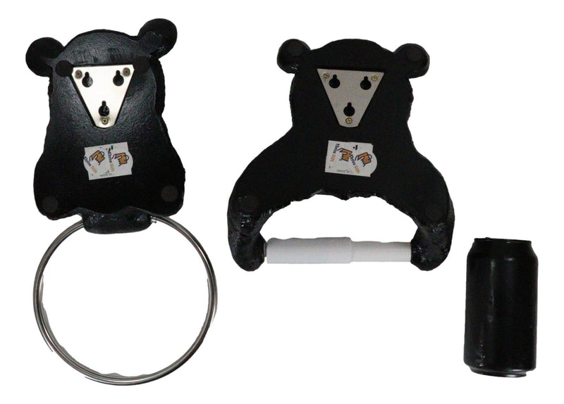 Ebros Whimsical Black Bear Toilet Paper and Hand Towel Holder Set Bathroom Decor