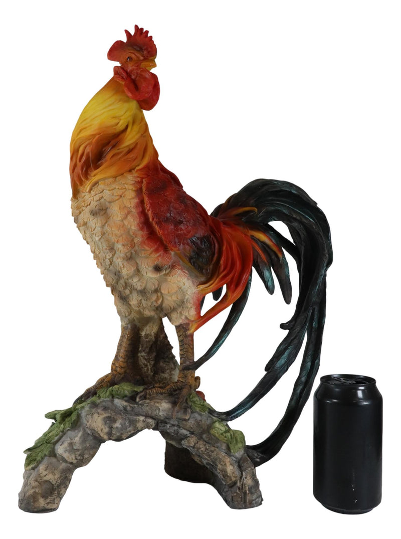 Large Realistic Rustic Western Country Chicken Morning Crow Rooster Statue