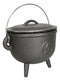 Cast Iron Occult Wicca Pentagram Star In Circle Cauldron With Handle and Lid