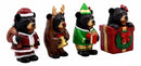 Christmas Bears Figurine Set 4"H Santa Claus Reindeer Elf Bear In The Box Wreath