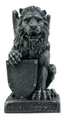 Ebros Stoic Notre Dame Shield Bearer Lion Heart Gargoyle On Pedestal Figurine 6"H
