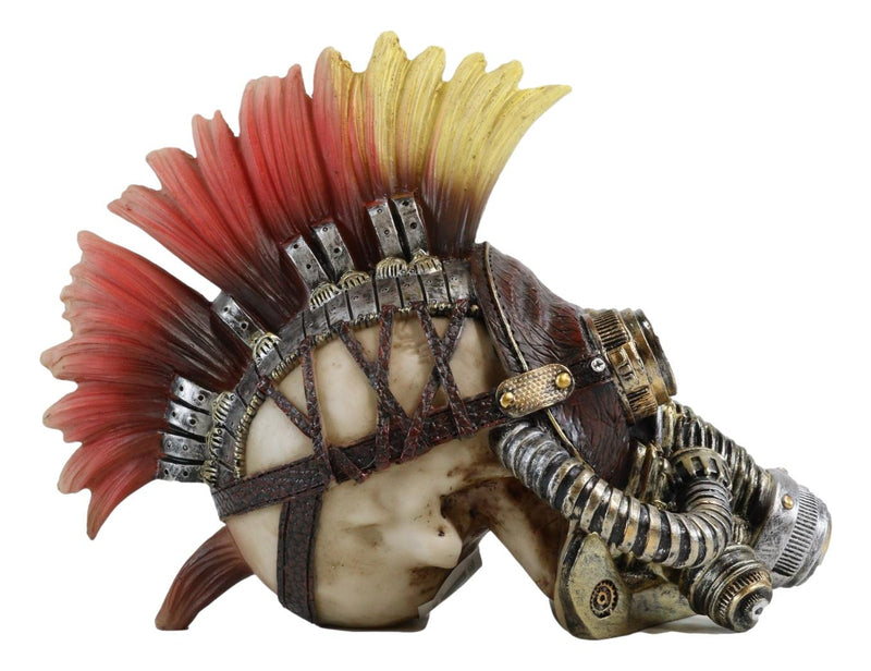 Ebros Steampunk Mohawk Punk Marauder Skull Wearing Strapped Gas Mask Figurine