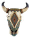 Colorful Southwestern Tribal Aztec Diamond Vectors Cow Skull Vase Planter Decor