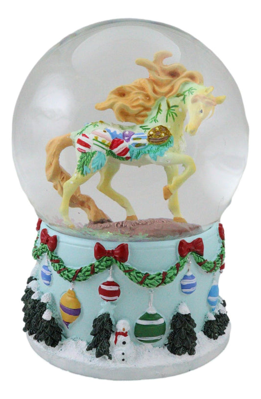Trail Of Painted Ponies Western Vintage Christmas Horse Glitter Water Globe - Ebros Gift