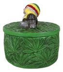 Gypsy Life Rasta Gnome Smoking On Bed Of Green Leaves Trinket Jewelry Stash Box