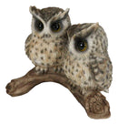 Mystical Forest Great Horned Owlet Owl Birds Couple Pair On Tree Branch Statue