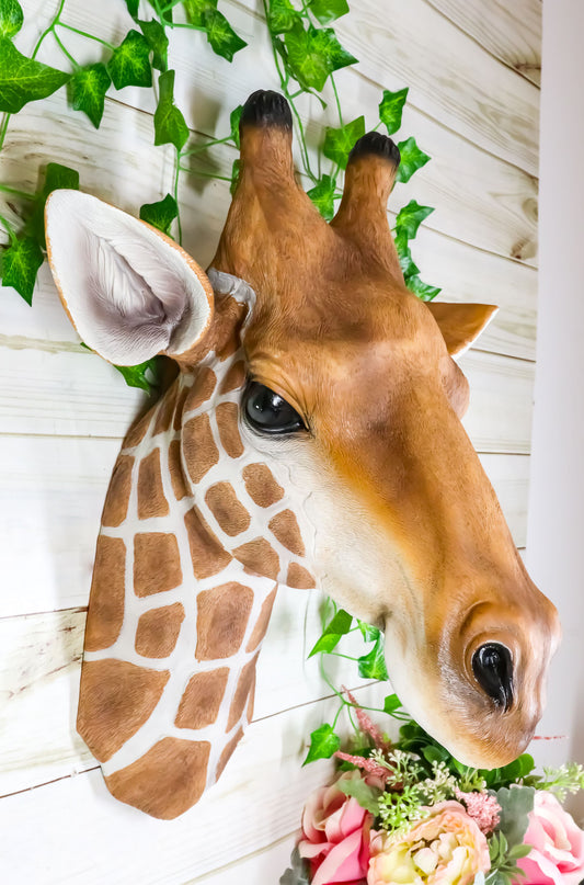 Ebros Safari Giraffe Head Trophy Taxidermy Wall Decor Sculpture Hanging Plaque