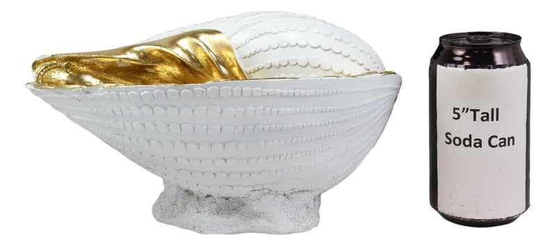 Ebros 10" L Golden Nautilus Mollusc Sea Shell Jewelry Dish Bowl Decor Statue