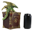 Ebros Green Dragon Wyrmling Perching On LED Crystals Book Of Spells Figurine