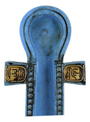 Egyptian Blue Hieroglyphic Symbols Golden Cartouche Ankh Key Incense Holder