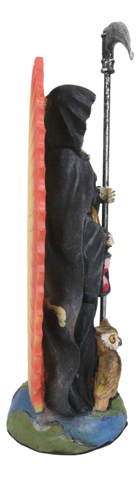 Ebros 7.25"H Holy Death Santa Muerte With Scythe In Tunic Robe Figurine (Black)