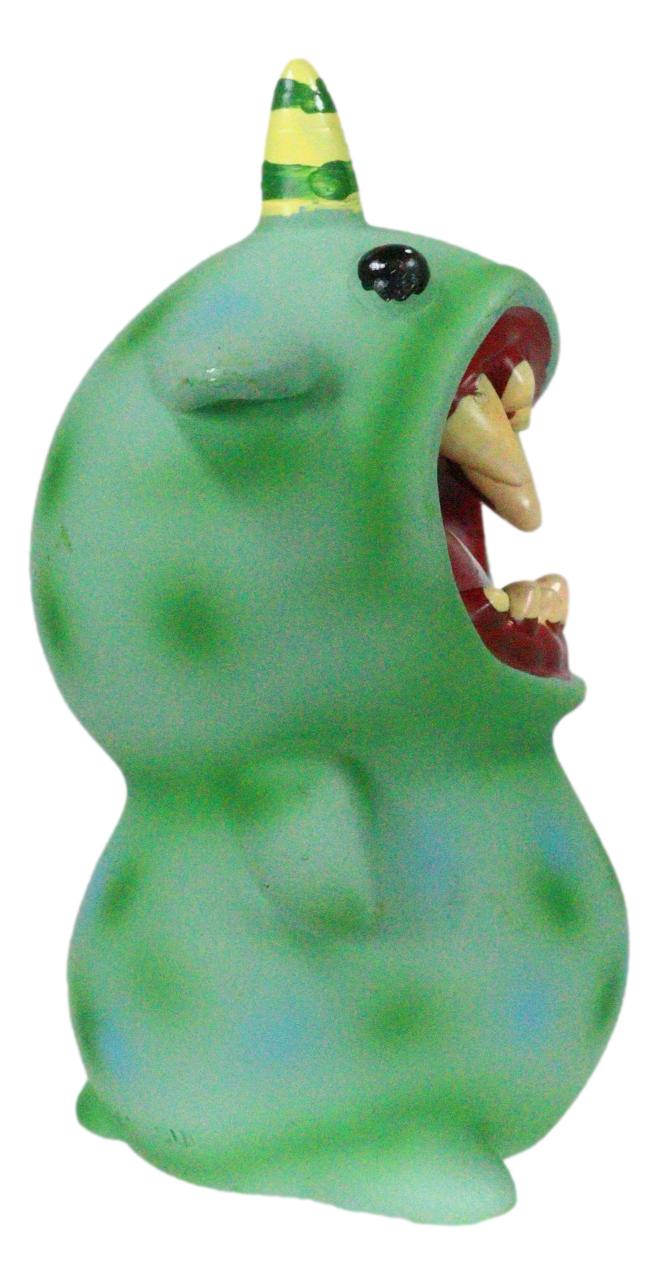 Underbedz Mogu Mogu Green Alien Monster With Striped Horns Pudgy Belly Figurine