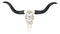 Large 27 Inch Long Legacy Longhorn Cow Black and White Tattoo Design Figurine