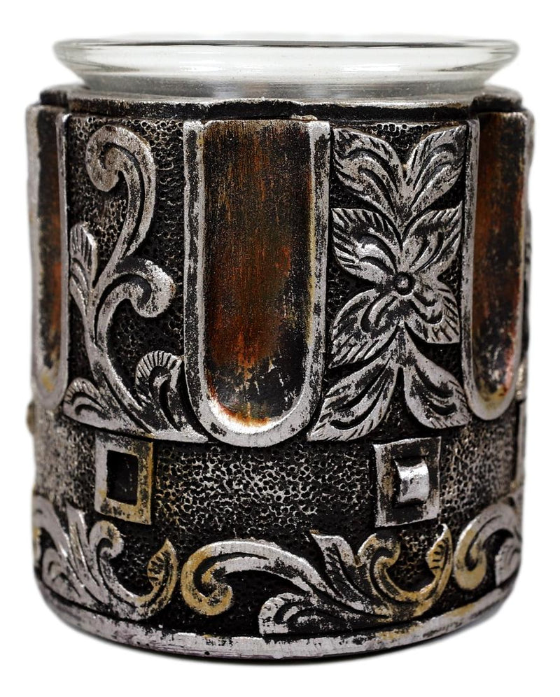 Set of 2 Rustic Western Pistol Bullet Barrel Votive Tea Light Candle Holders