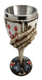 Skeleton Dead Man's Hand Poker Skull Goblet 8" Tall Cup Inner Stainless Steel