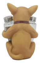 Ebros Teacup Tan Chihuahua Puppy Salt And Pepper Shakers Holder Figurine Set 6.25"H