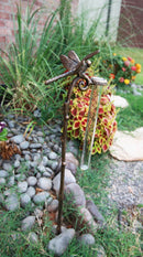 Ebros Aluminum Tropical Dragonfly Rain Gauge Garden Stake