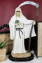 12.75" Tall Holy Death Santa Muerte Holding Scythe In White Tunic Robe Statue