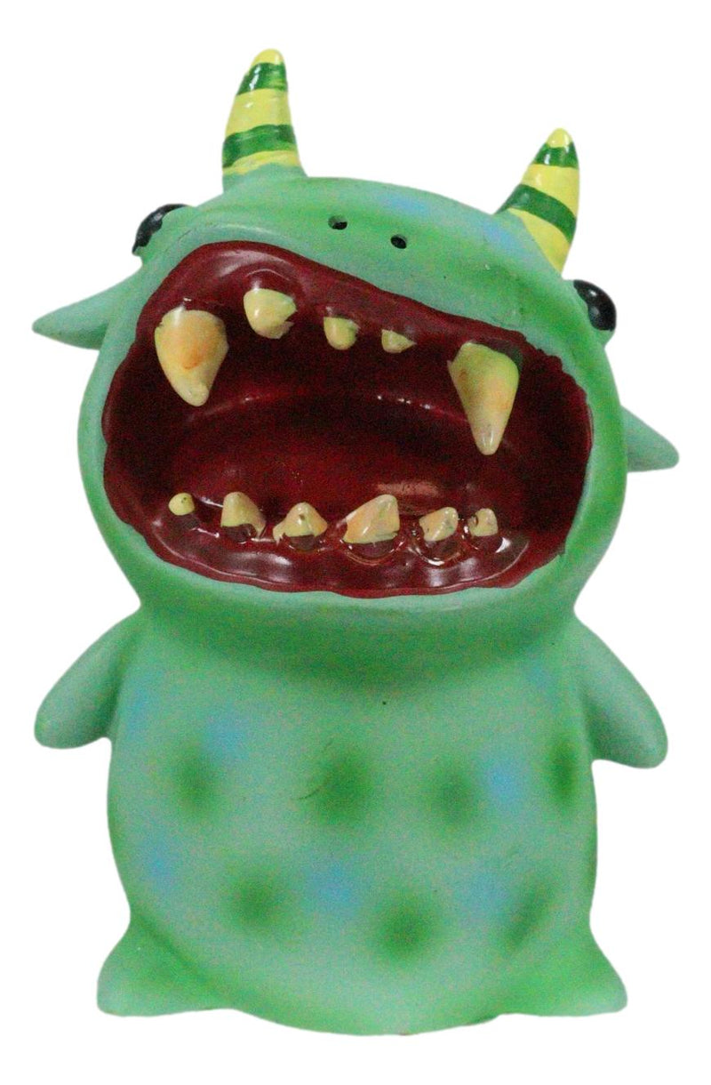 Underbedz Mogu Mogu Green Alien Monster With Striped Horns Pudgy Belly Figurine