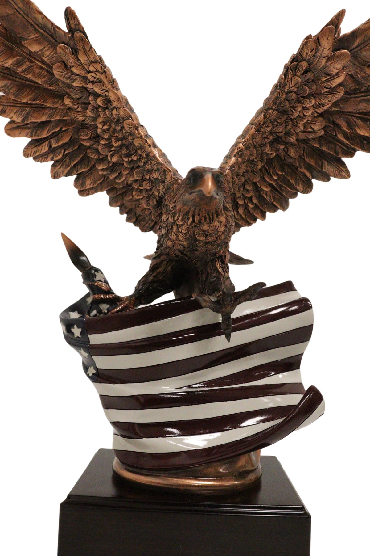 Patriotic Wings of Glory Bald Eagle With Old Faithful American Flag Figurine