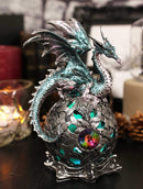 Ebros Dragon Perching On Color Changing LED Orb Night Light Statue (Aqua Blue)