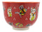 Lucky Cat Japanese Maneki Neko Red Porcelain Ramen Soup Bowl With Chopsticks Set
