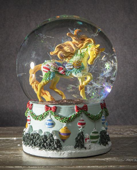 Trail Of Painted Ponies Western Vintage Christmas Horse Glitter Water Globe - Ebros Gift