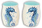 Nautical Blue White Seahorse With Bubbles Ceramic Salt And Pepper Shakers Set