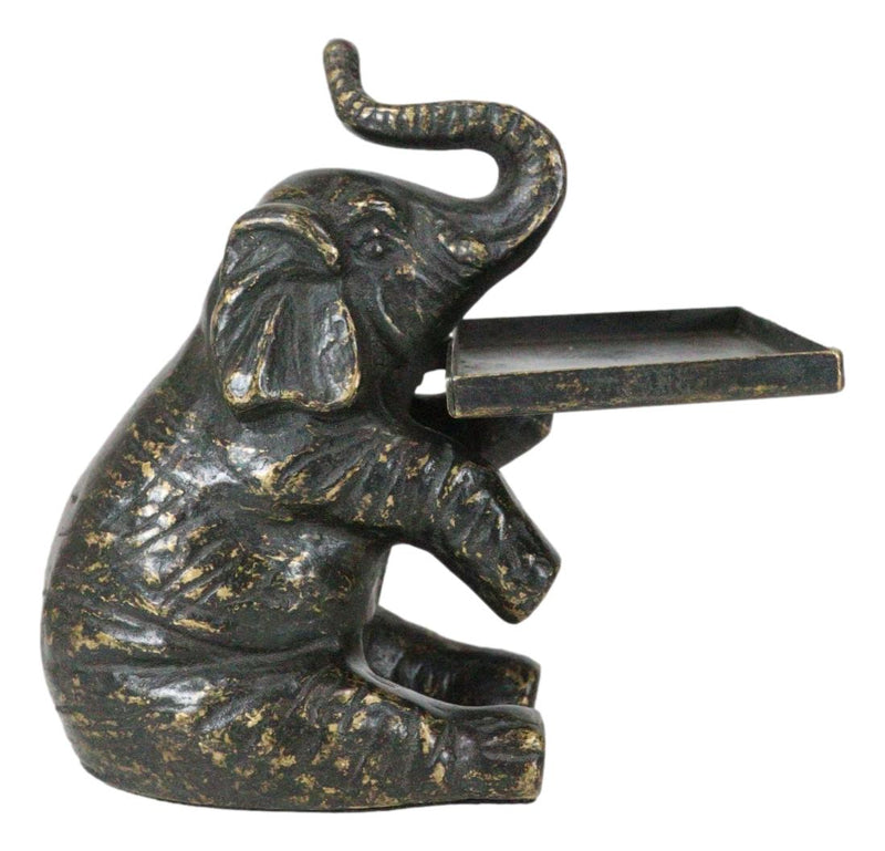 Ebros Solid Brass Trumpeting Elephant Business Card Holder Statue 5.25"H Pachyderm Art