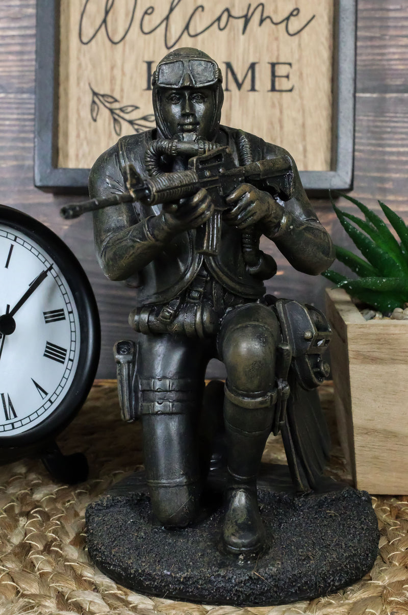 Ebros Battlefield Navy Seal Diver Soldier Taking Aim with Rifle Statue 6" H