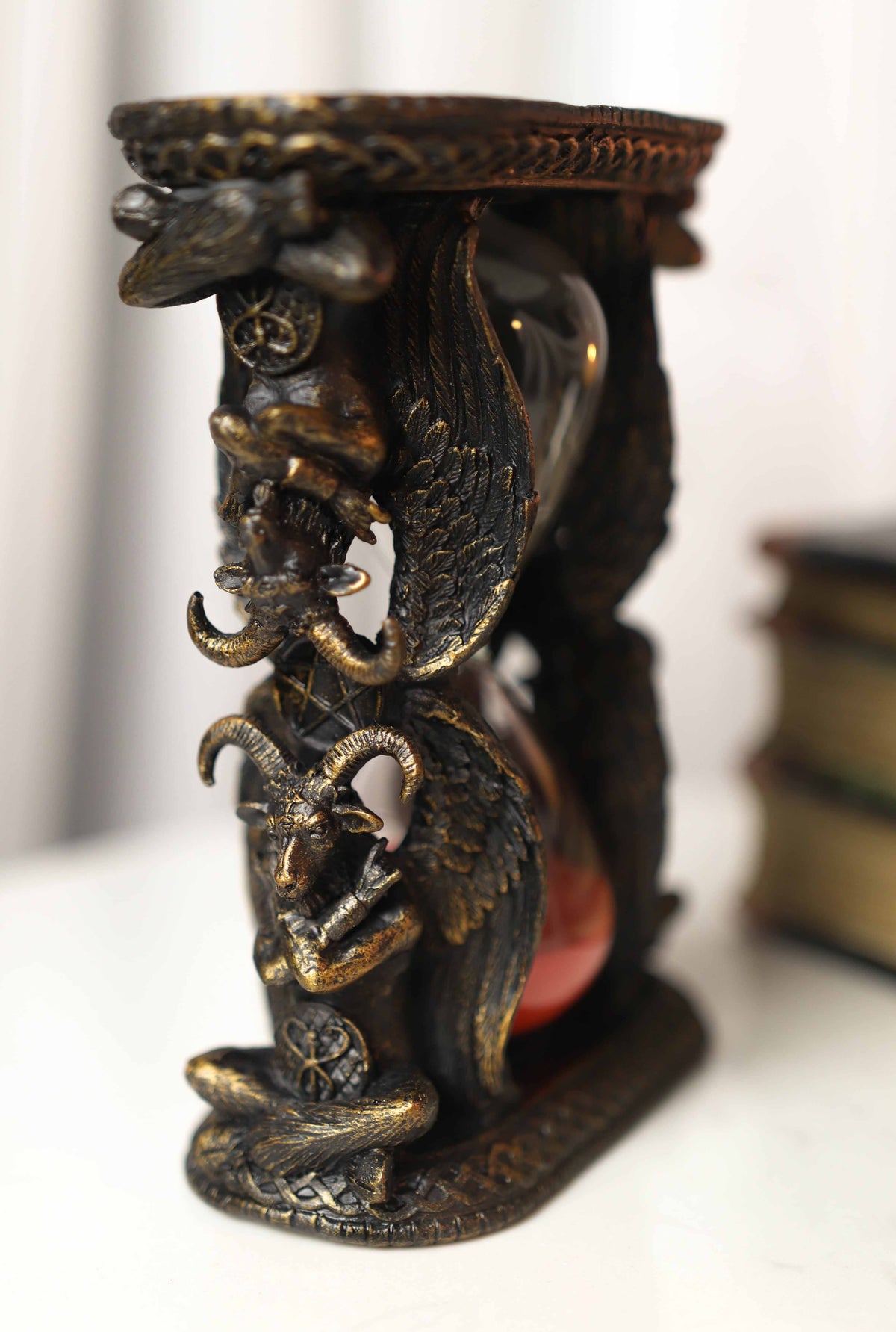 Sabbatic Goat of Mendes Winged Baphomet Invertible Sand Timer Statue