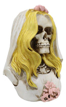 Day of The Dead DOD Skeleton Bride with Pink Flowers and Hearts Mini Figurine