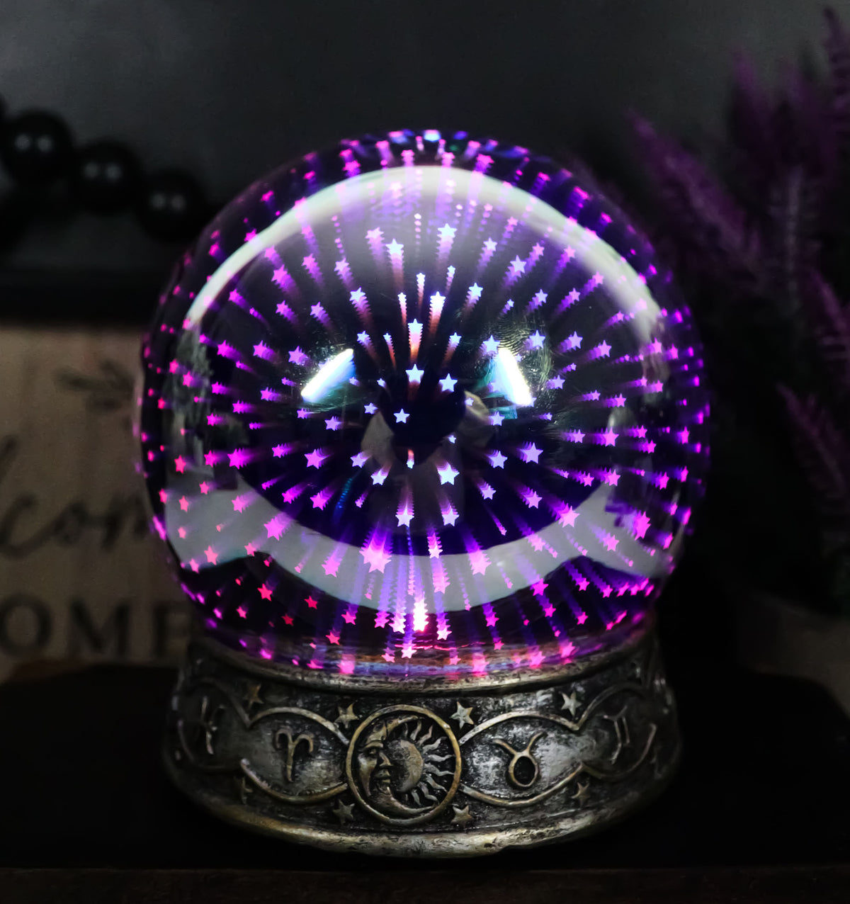 Greek Astrology Constellations Zodiac With Colorful LED Stars Glass Gazing Ball - Ebros Gift