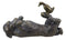 Ebros Large Aluminum Whimsical Puppy Love Dachshund Dog Playing With Duckling Statue  14.5"L
