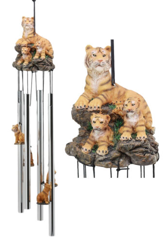 Raja Bengal Tiger With Cubs Family Resonant Relaxing Wind Chime Garden Patio