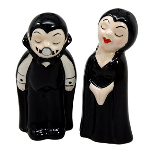 Ebros Dracula Vampire Love At First Bite Ceramic Salt Pepper Shakers Set 4"H