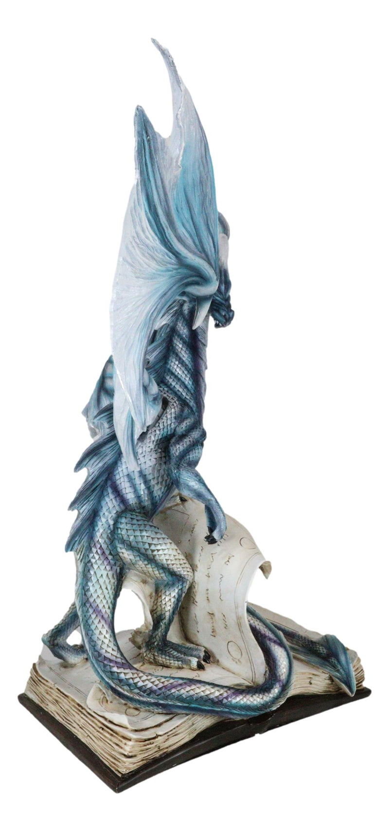 Large 18"H Dragon of Bibliography Sacred Water Spell Book Guardian Statue Decor