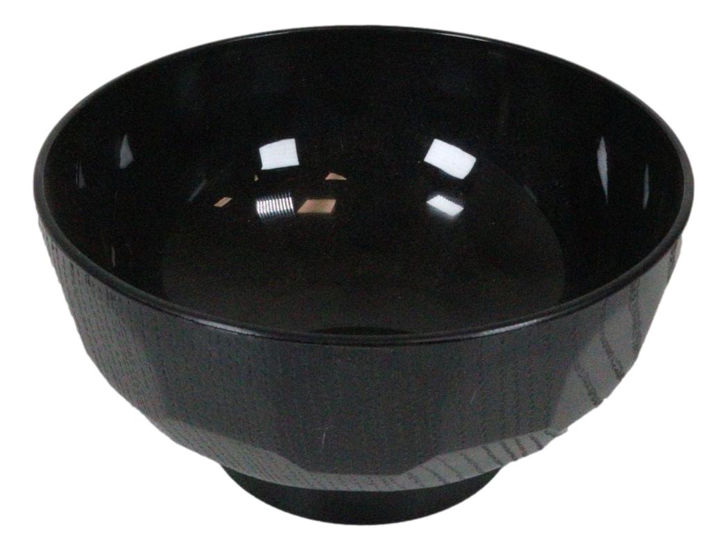 Ebros Japanese Contemporary Black Lacquer Ridged Bowls Made In Japan Set of 10