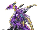 Midnight Space Purple Iridescent Dragon On Faux Geode Rock Crystal Cove Figurine