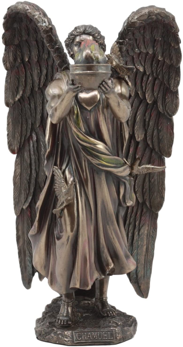 Ebros Archangel Chamuel Statue 9.5"H Angel Chamuel Carrying Holy Flame Figurine