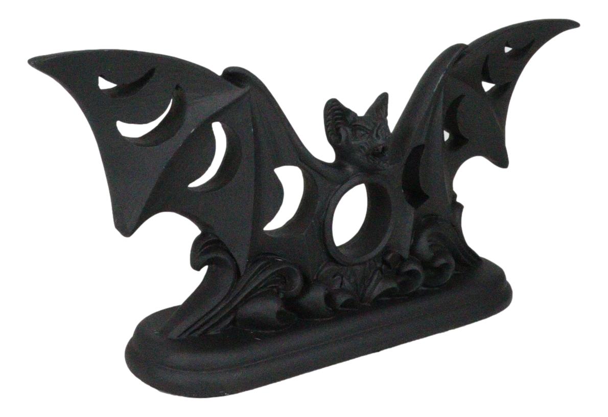 Lunaeca Gothic Lunar Moon Phases Cutout Winged Vampire Bat Votive Candle Holder