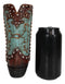 Set Of 3 Rustic Country Turquoise Cross Western Star And Frills Boot Vase Decors