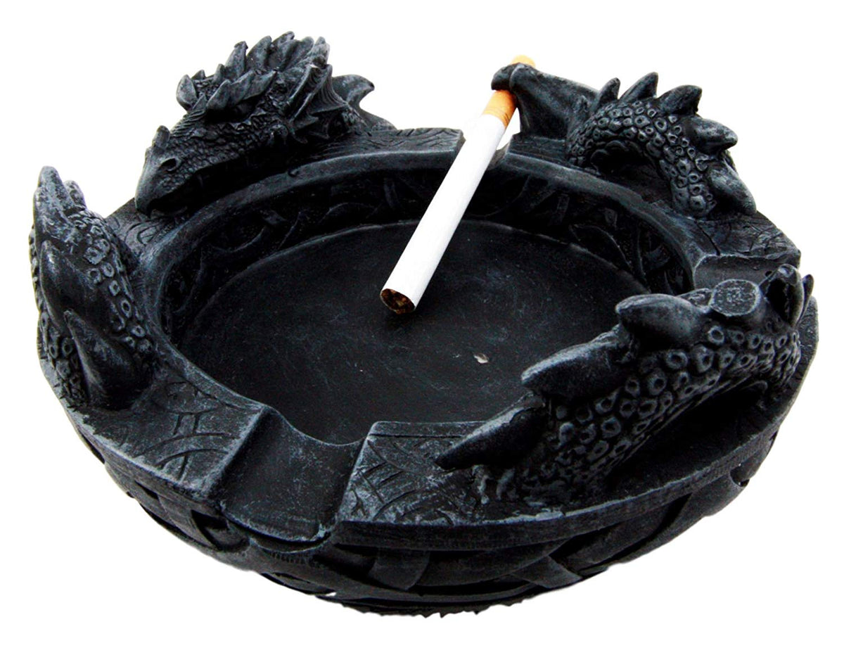 Ebros Medieval Fantasy Celtic Gerwolf Sleeping Dragon Round Cigarette Ashtray 5.75" L - Ebros Gift