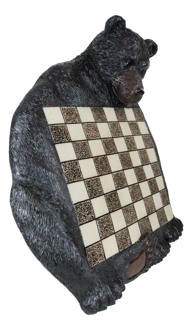 Rustic Western Forest Black Bear Checkerboard With Bear Paw Color Chec ...