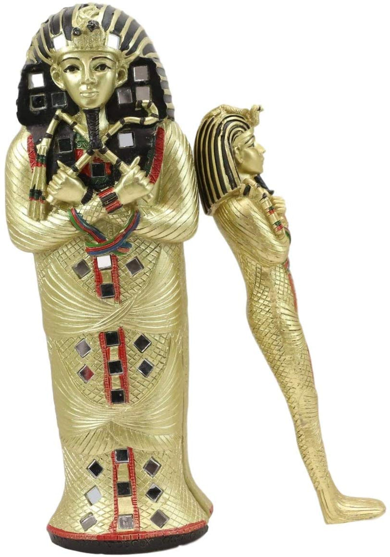 Ebros 8.25" Tall Egyptian Golden Pharaoh King TUT Sarcophagus Coffin with Mummy