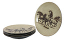 Ebros Western Rustic Running Horses Abstract Art Round Dinner Plate Set of 4