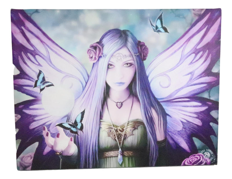 Ebros Anne Stokes Mystic Aura Butterfly Fairy Wood Framed Picture Canvas Wall Decor