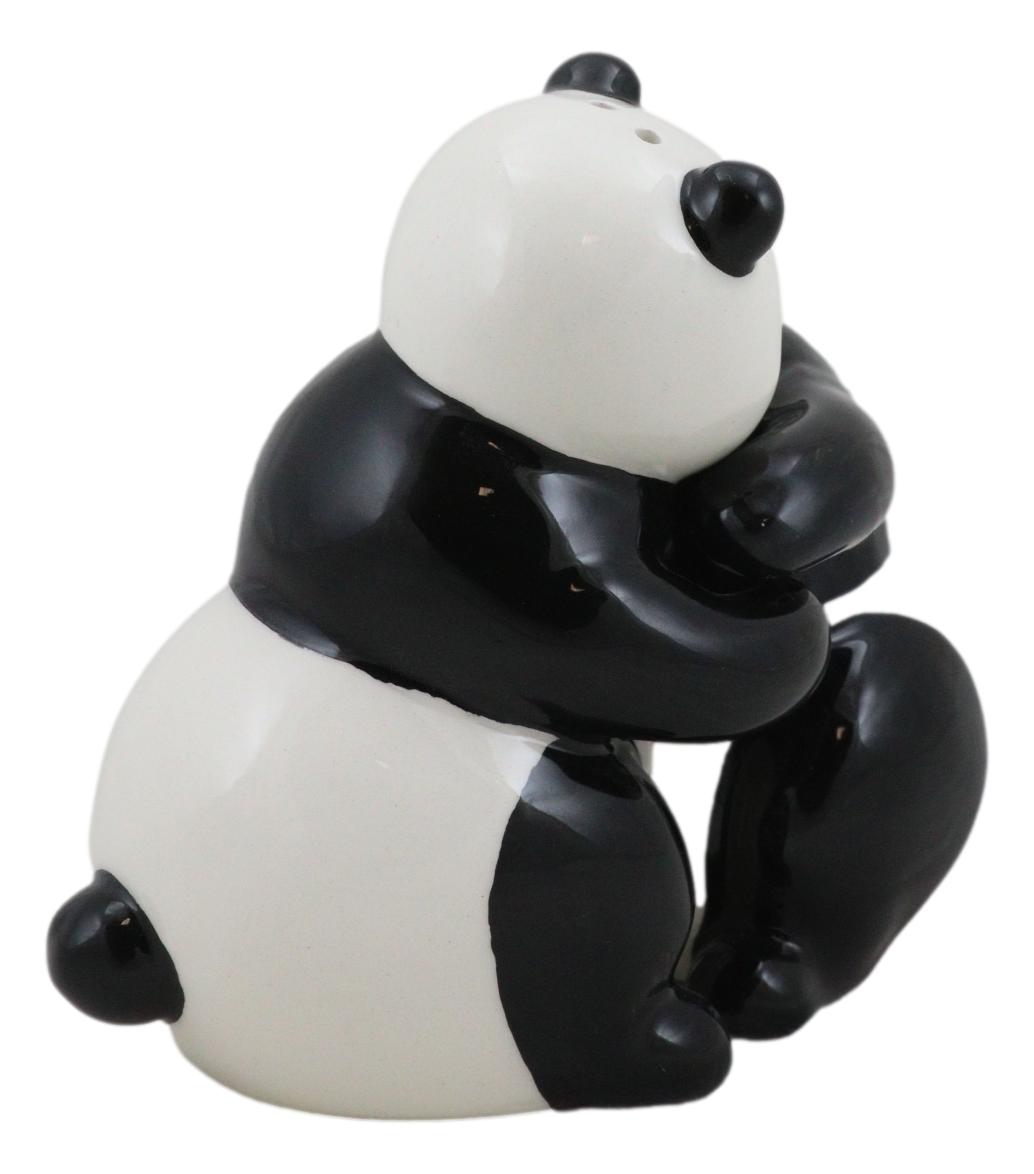 Ceramic Hugging And Dancing Giant Panda Bears Salt And Pepper Shakers Set Decor - Ebros Gift